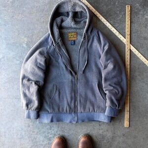 2000s sherpa grey zip up hoodie